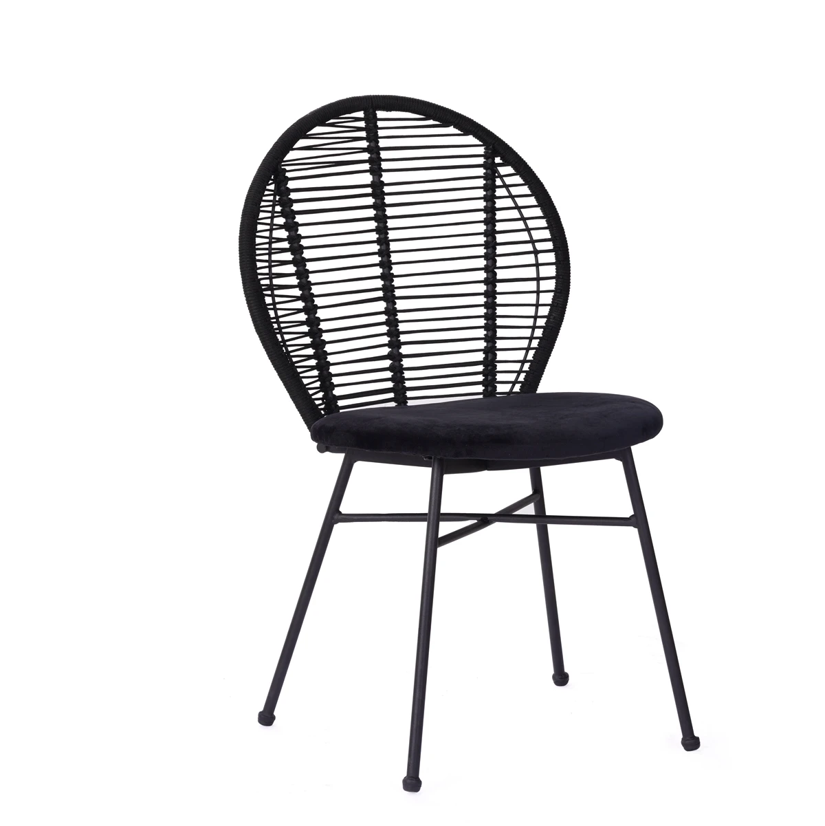 Upholstered Seat Outdoor Kitchen Dining Room Comfy Home Armless Chairs Rattan Dining Chair with Metal Legs