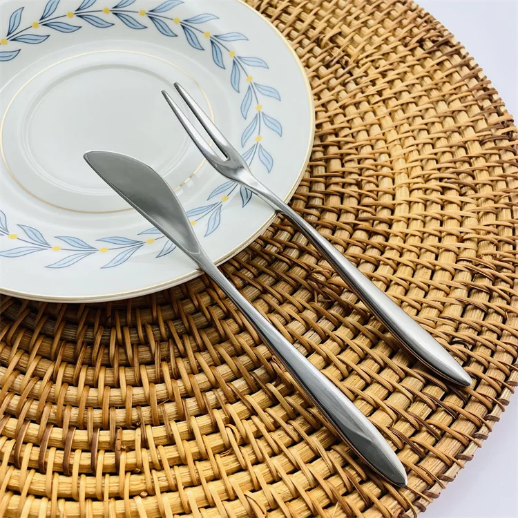 Mid-Autumn Moon Restaurant Dessert Knife Fork Set Stainless Steel for Household Afternoon Tea Two-Tooth Fruit Fork Cake Tools