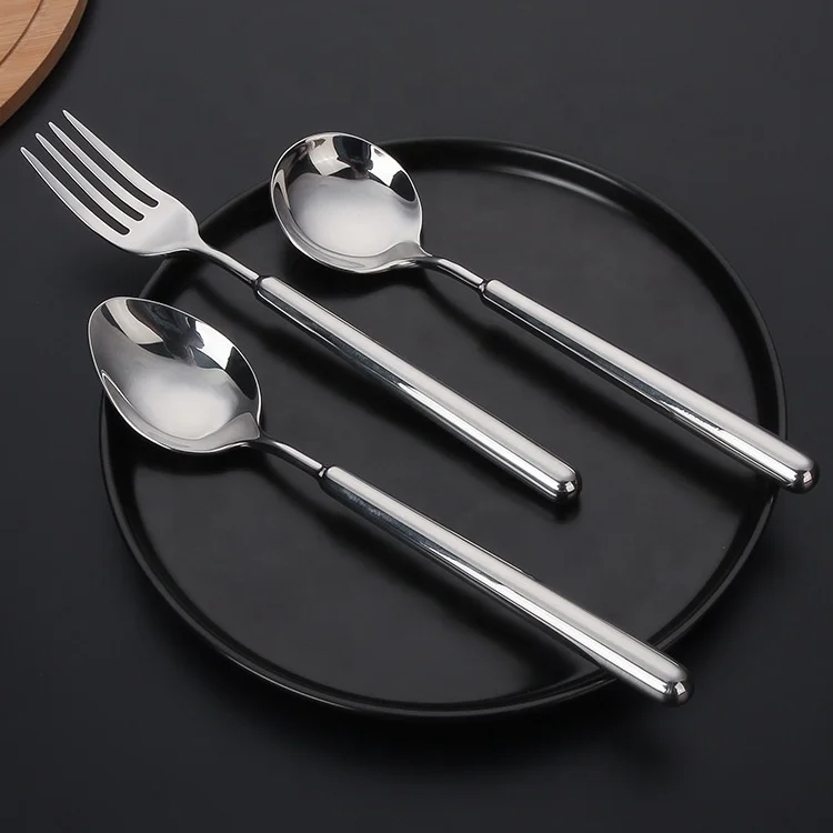 304 Stainless Steel Flatware Set for Hotels Restaurants Light Luxury Cutlery Thickened Handle Steak Knife Spoon Main Table