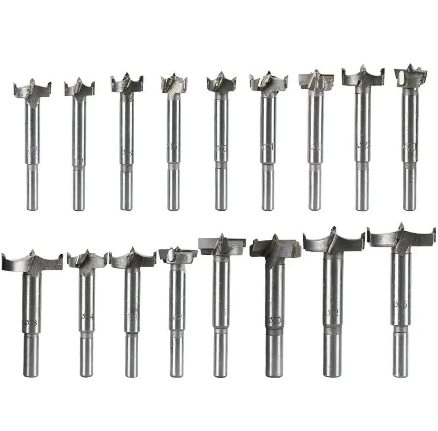Forstner Drill Bit Set Tungsten HSS Woodworking Hole Saw Kit 15-38mm