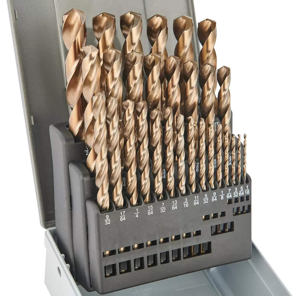 Professional 29pcs Twist Drill Bit Set 5% Cobalt HSS M35 Fully Ground Straight Shank Twist Drill Bit for Stainless Steel
