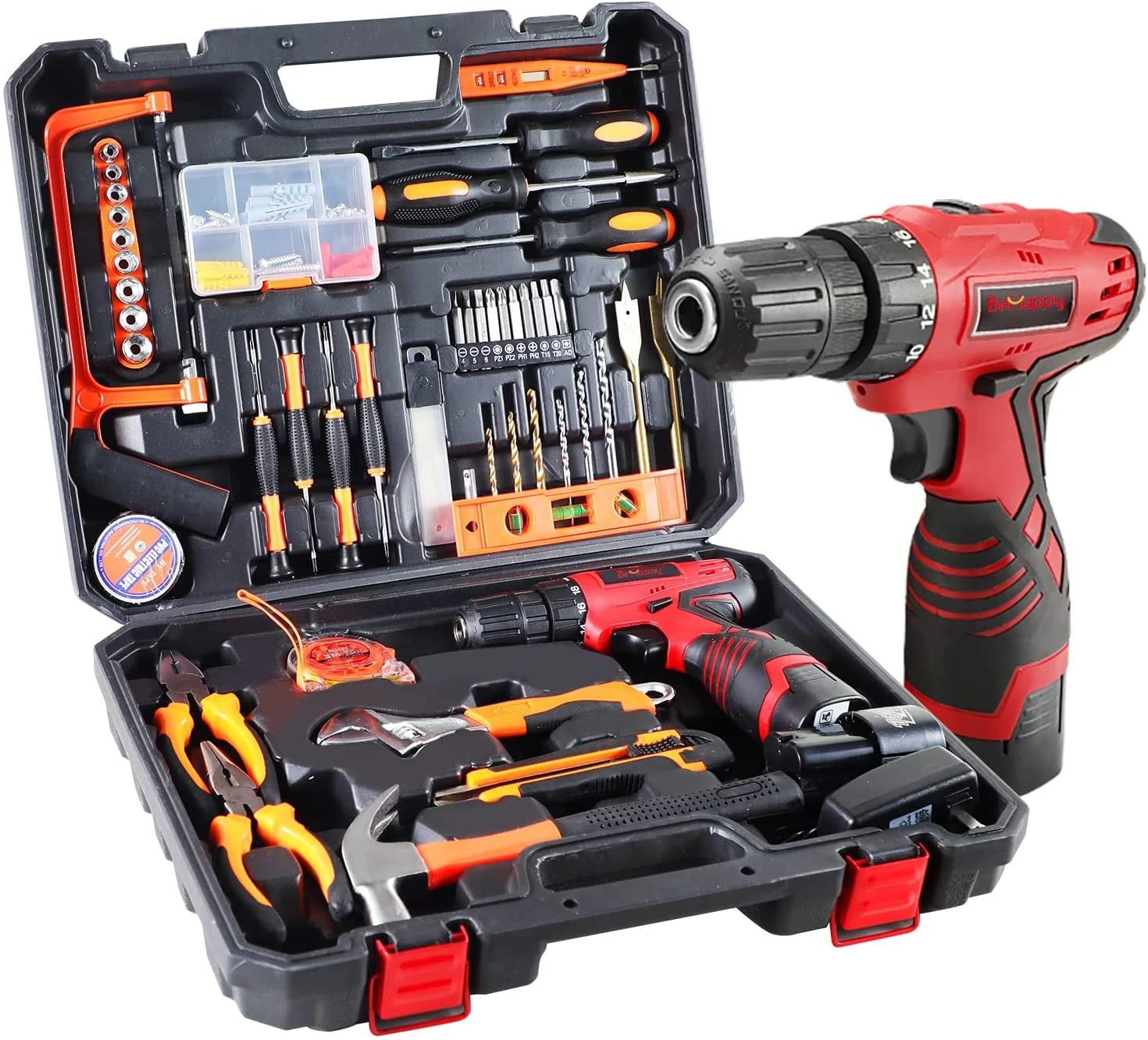108pcs Screw Drivers Cordless Drill Home Multifunctional Impact Drill Electric Screwdriver Set